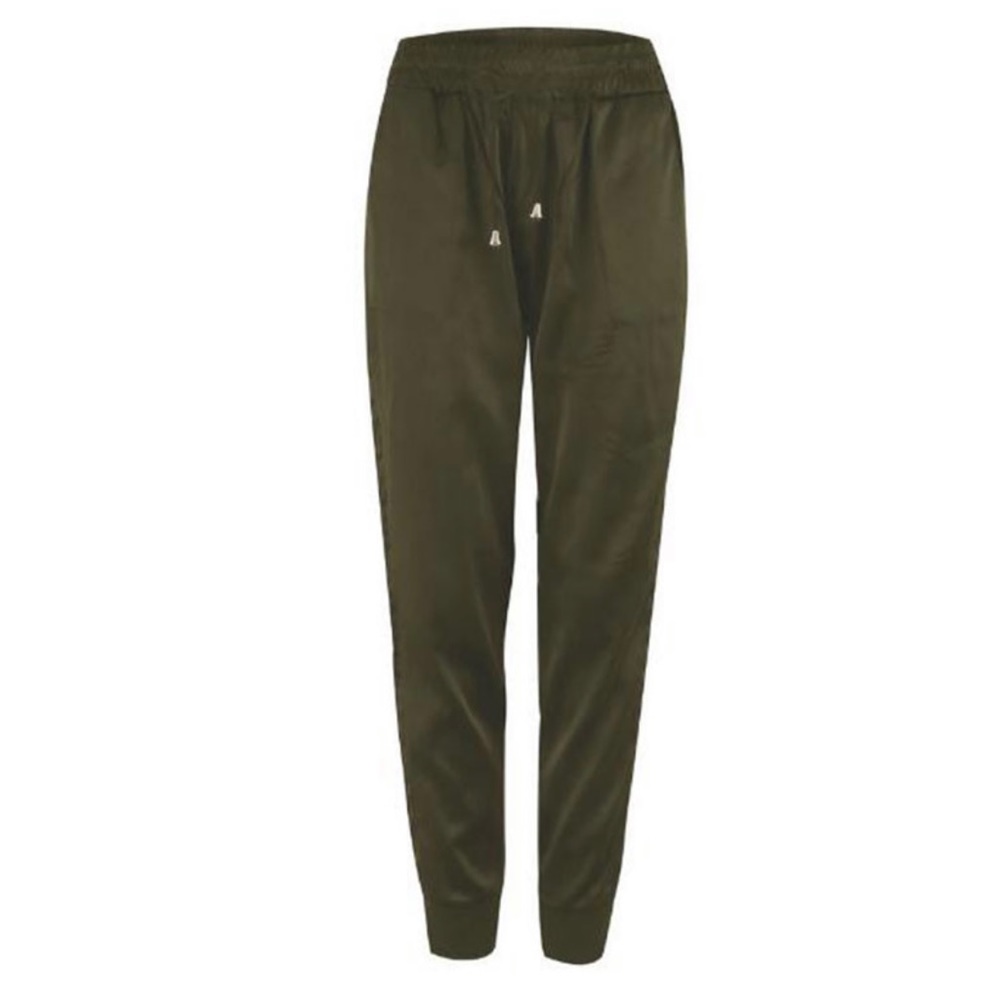 Olive Satin Joggers - Picture 2 of 2